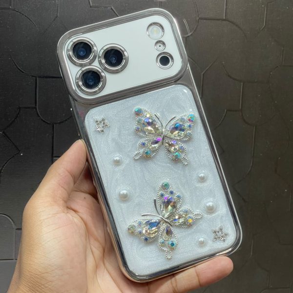 Simple 3D rhinestone Butterfly Design back cover For iphone